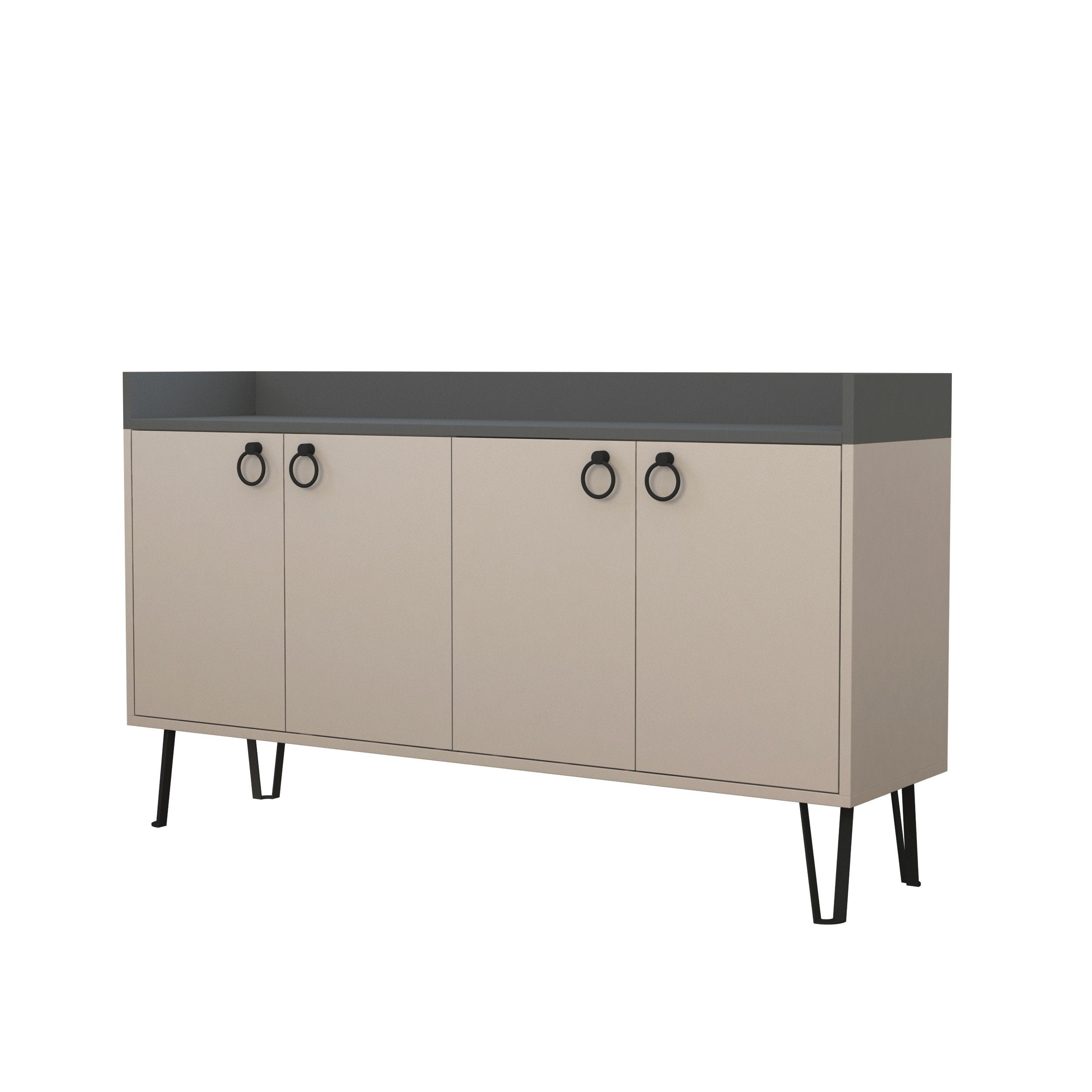 Console DEA 140 cm - Buffet et Bahut de rangement - Beige et Gris