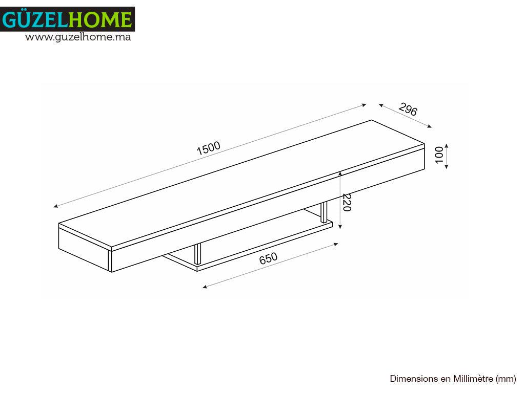 Meuble TV Suspendu ALBERES 150 cm - Noir