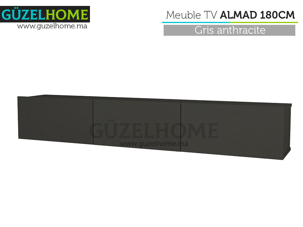 Stand TV Suspendu ALMAD 180cm - Gris anthracite