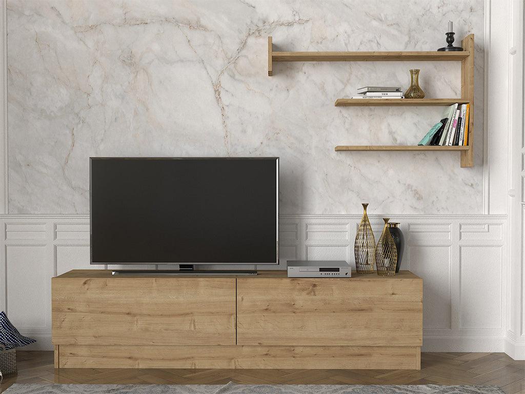 Meuble TV ALPHA 160 cm - Chêne - Salon et séjour