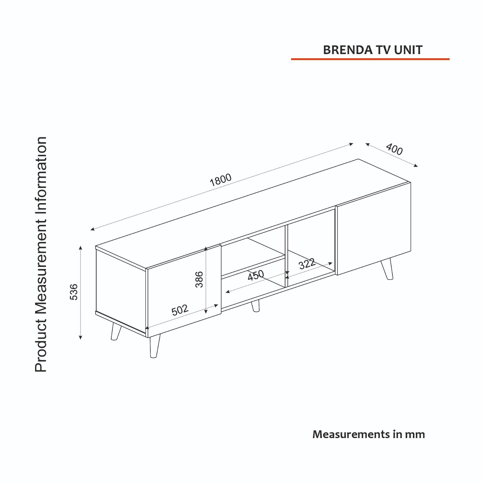 Meuble TV BRENDA 180 cm