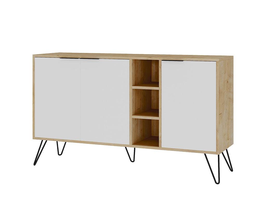 Console Buffet CLARA 142 cm - Chêne et Blanc - entrée et séjour