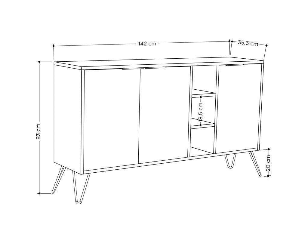 Console Buffet d'entrée CLARA 142 cm - Gris Anthracite et Light Mocha