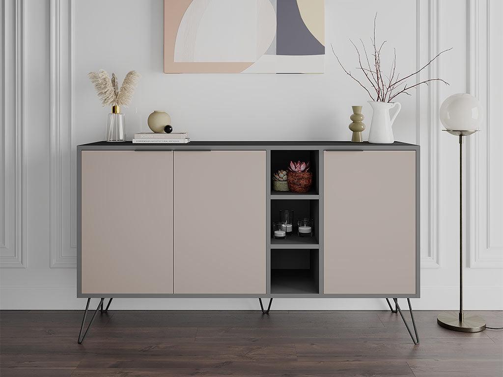 Console Buffet d'entrée CLARA 142 cm - Gris Anthracite et Light Mocha