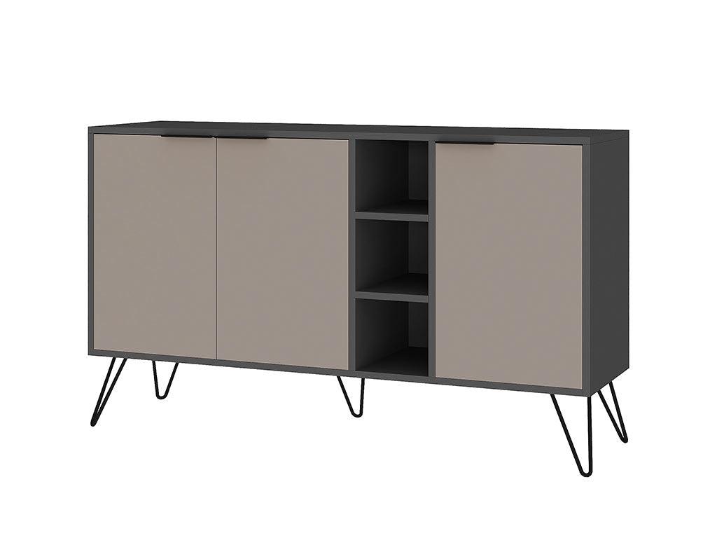 Console Buffet d'entrée CLARA 142 cm - Gris Anthracite et Light Mocha