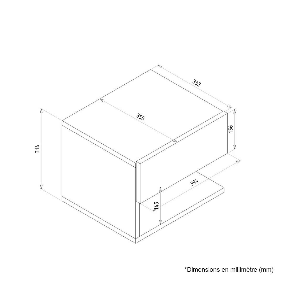 Table de nuit design suspendu ATUSA chêne à 1 tiroir - Chambre à coucher