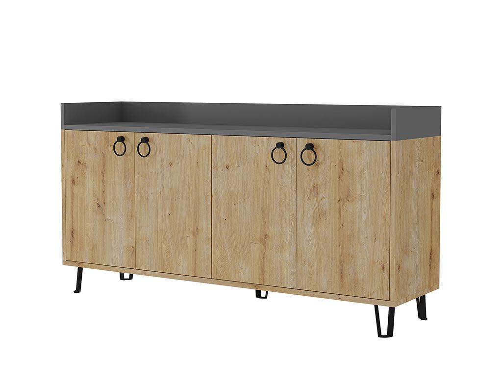 Console Buffet d'entrée DEA 140 cm - Chêne et Gris Anthracite