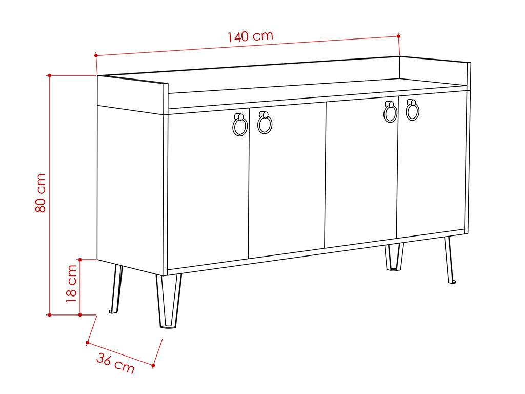 Console Buffet d'entrée DEA 140 cm - Chêne et Gris Anthracite