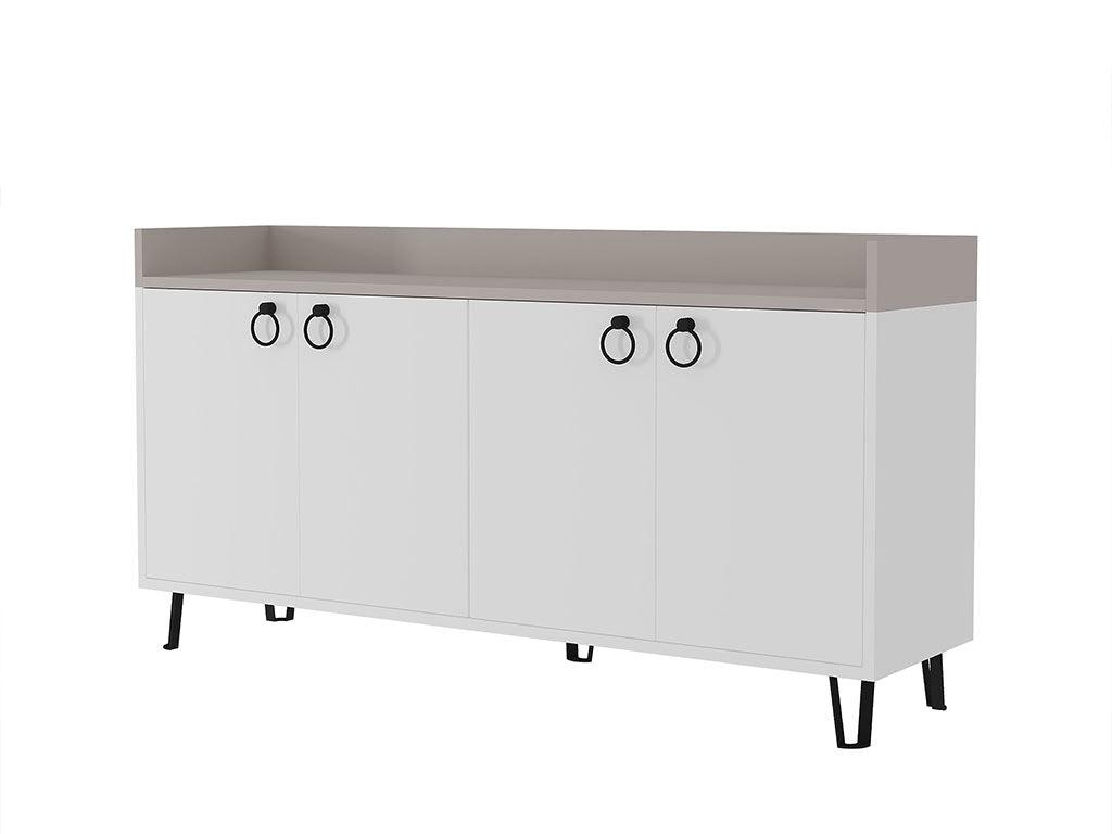 Console Buffet d'entrée DEA 140 cm - Blanc et Light Mocha