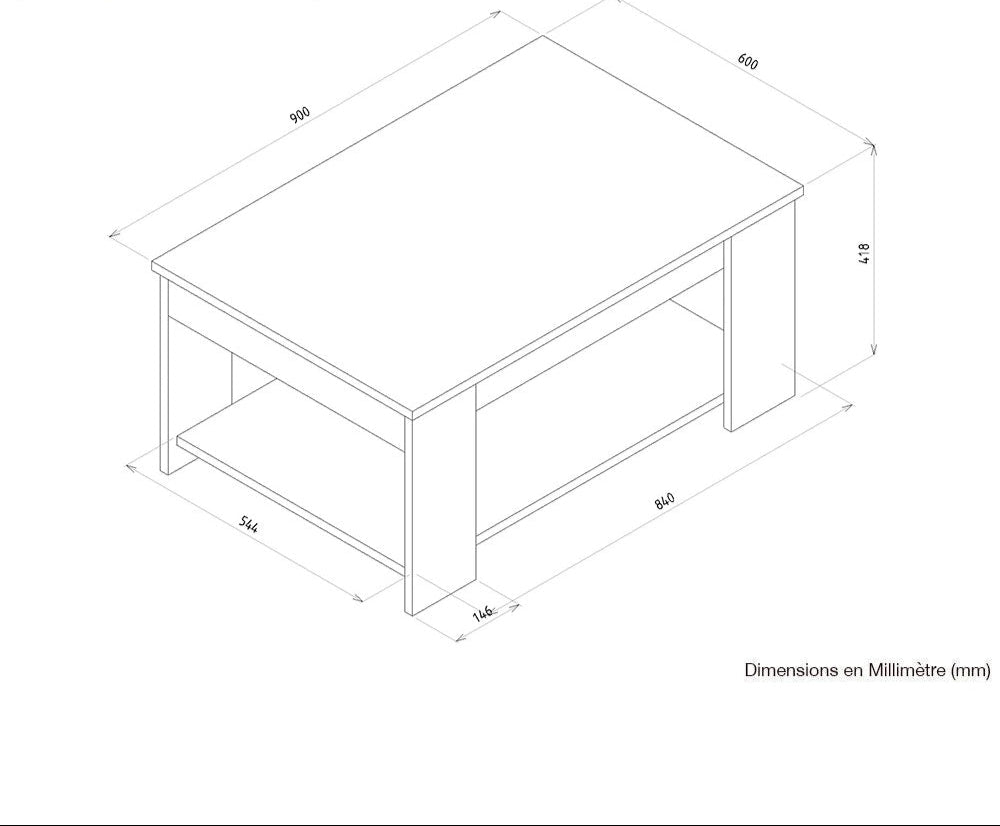 Table basse moderne pour séjour DIMA 90 cm - Blanc et chêne