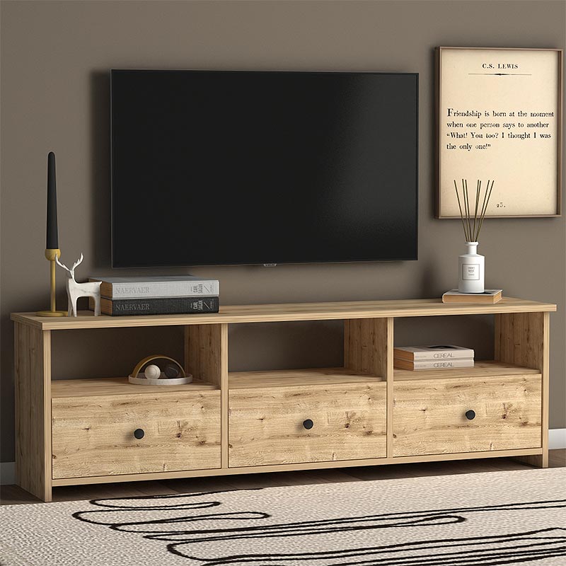 Meuble TV en bois FLY 150 cm - chêne - salon et séjour