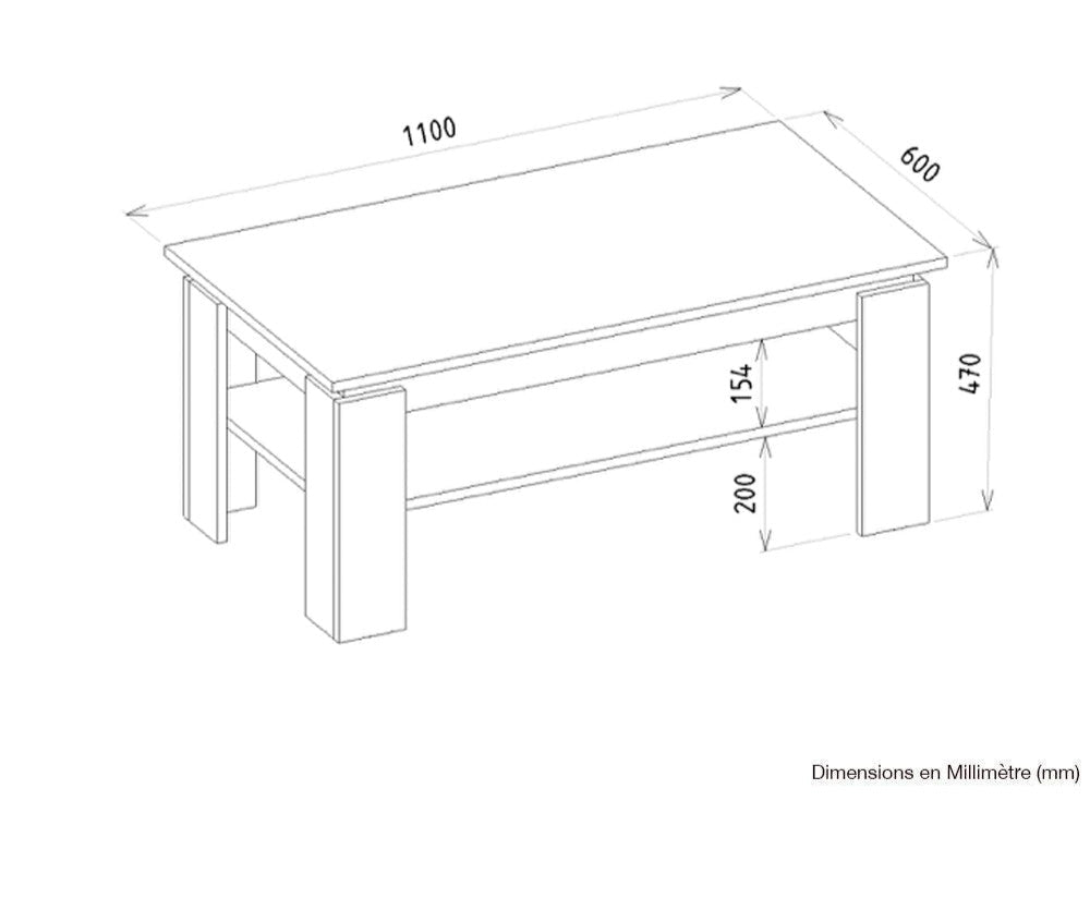 Table basse pour séjour LEROY 110 cm - Chêne et gris anthracite