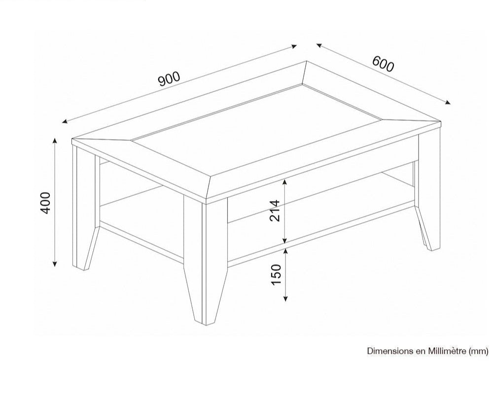 Table basse pour séjour MADURA 90 cm - Chêne à motifs