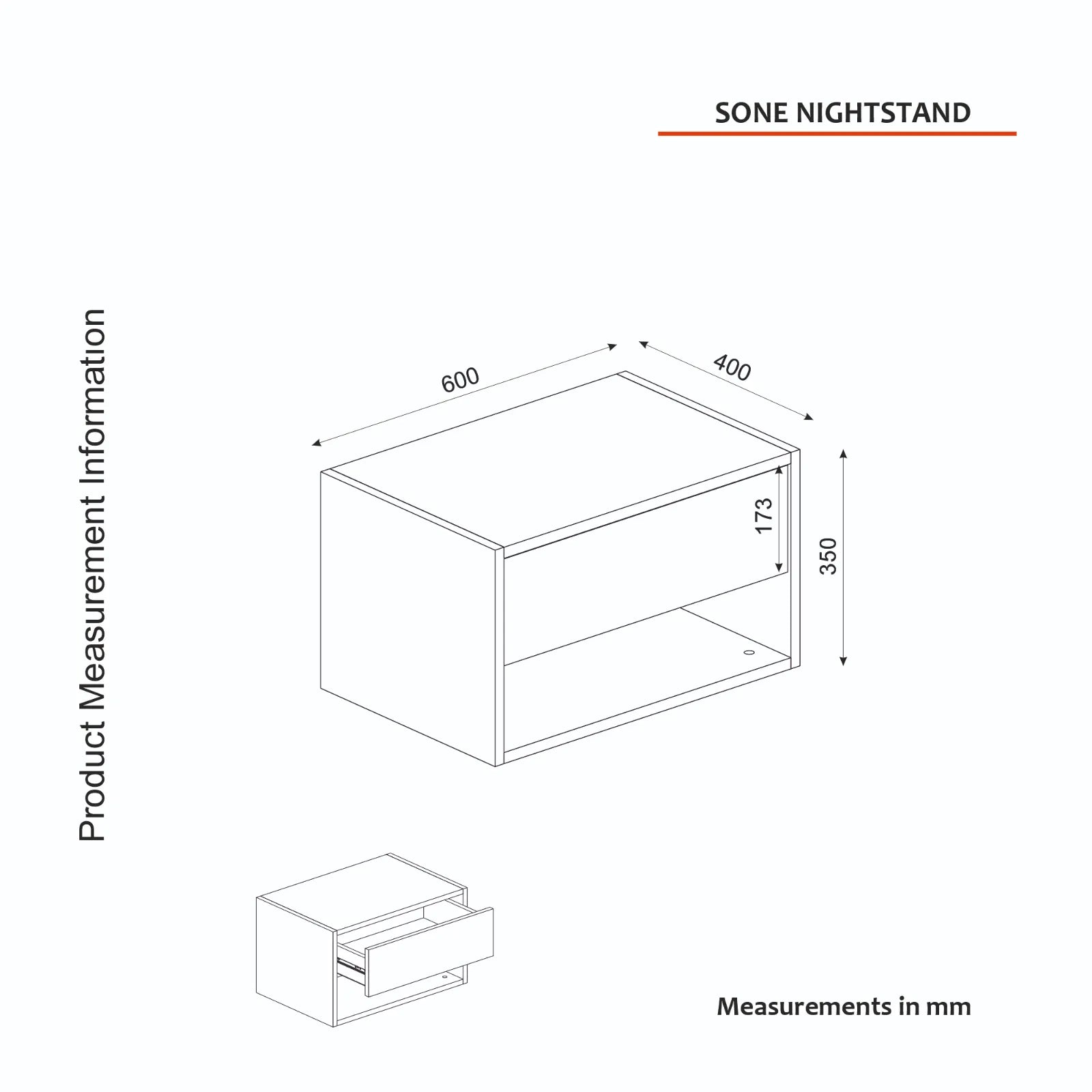 Table de chevet suspendue SONE