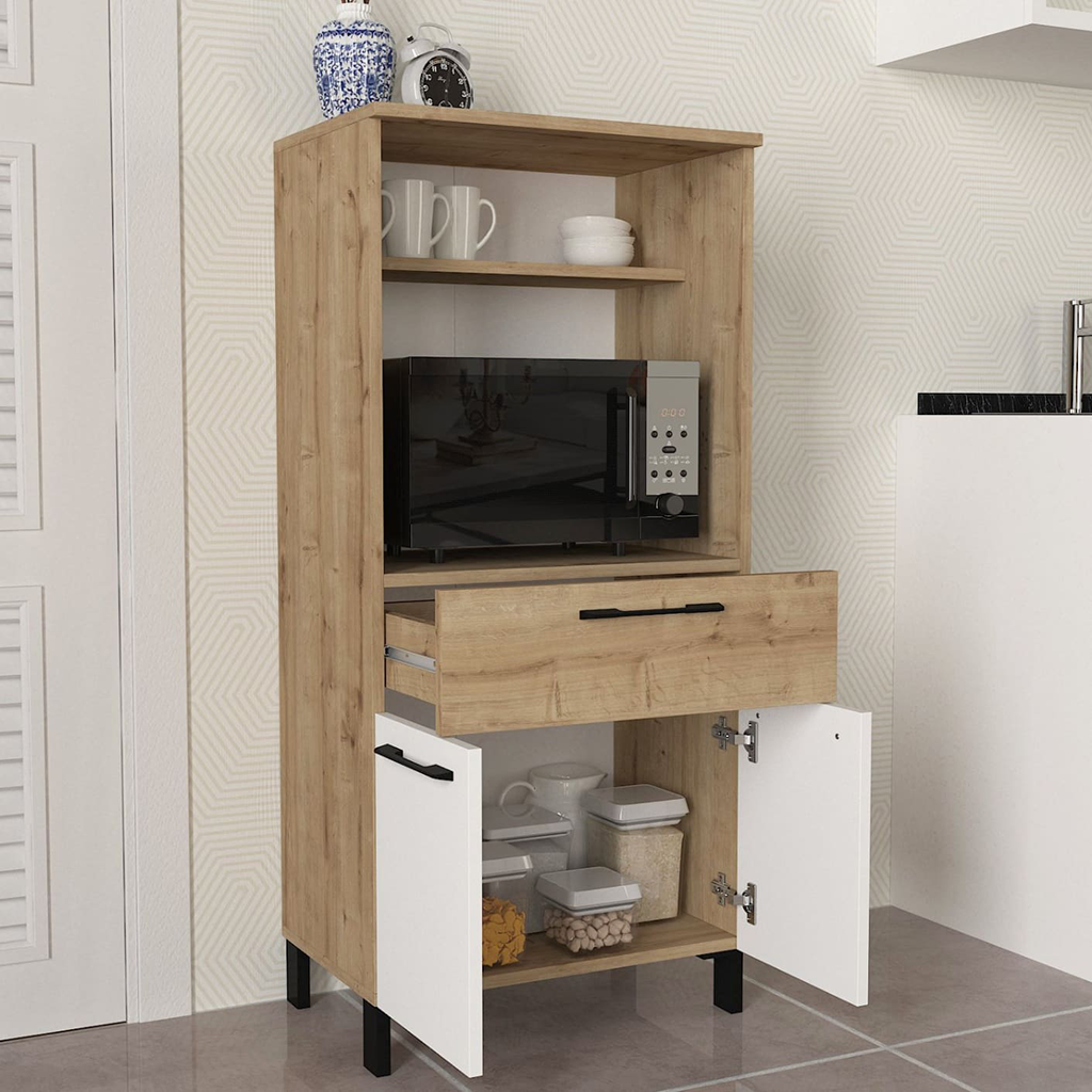 Meuble cuisine TEGAN -bois e blanc -130cm