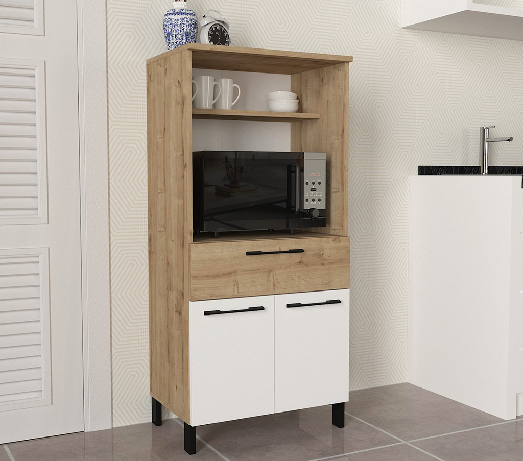 Meuble cuisine TEGAN -bois e blanc -130cm