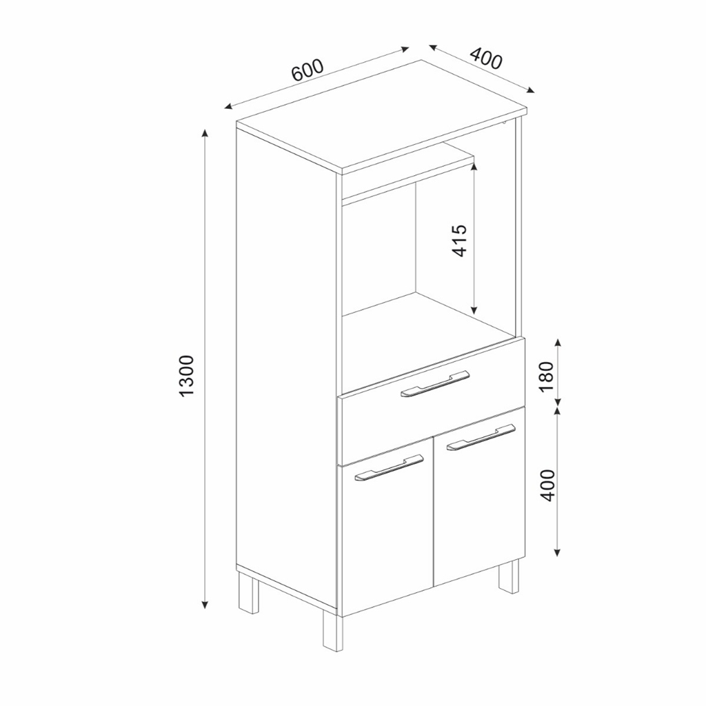 Meuble cuisine TEGAN -bois e blanc -130cm